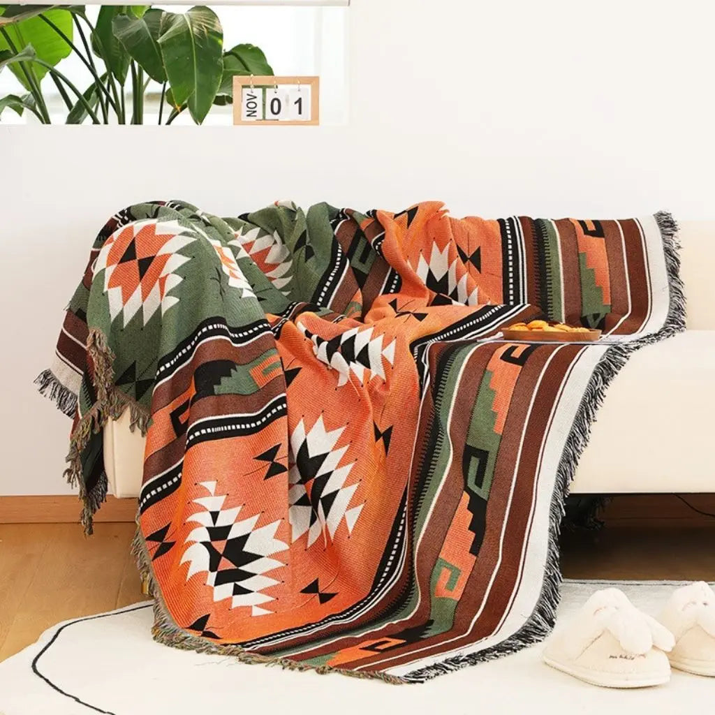 Manta para Sofá Zahara Boho de Algodão