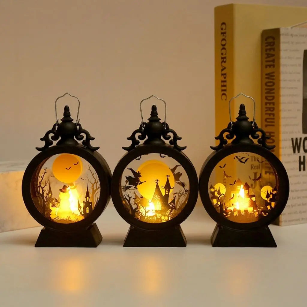 Brilho da Meia-Noite – Lanterna de Halloween Retrô