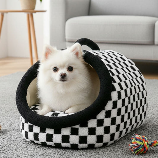 Cama Semifechada Xadrez para Pet Arlo