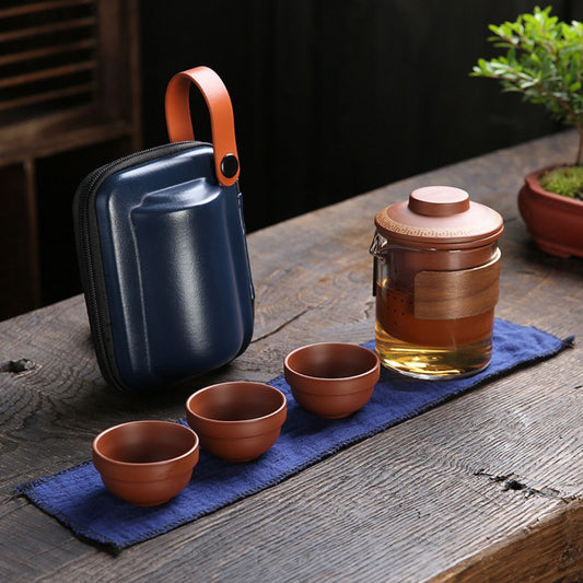 Conjunto de Chá de Viagem em Argila Roxa Kung Fu