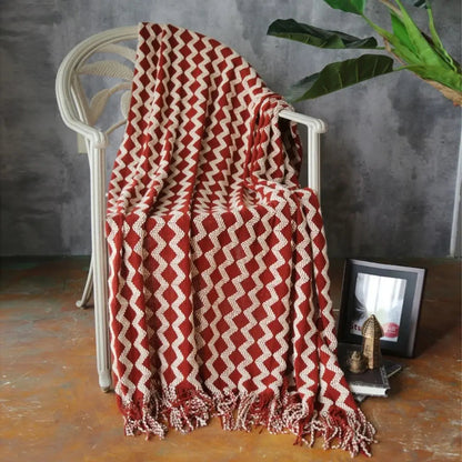 Manta Clara Geométrico de Chenille em Tricô