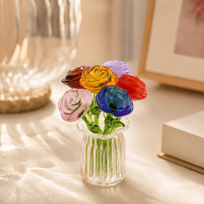 Conjunto de Flores de Vidro em Miniatura Floria