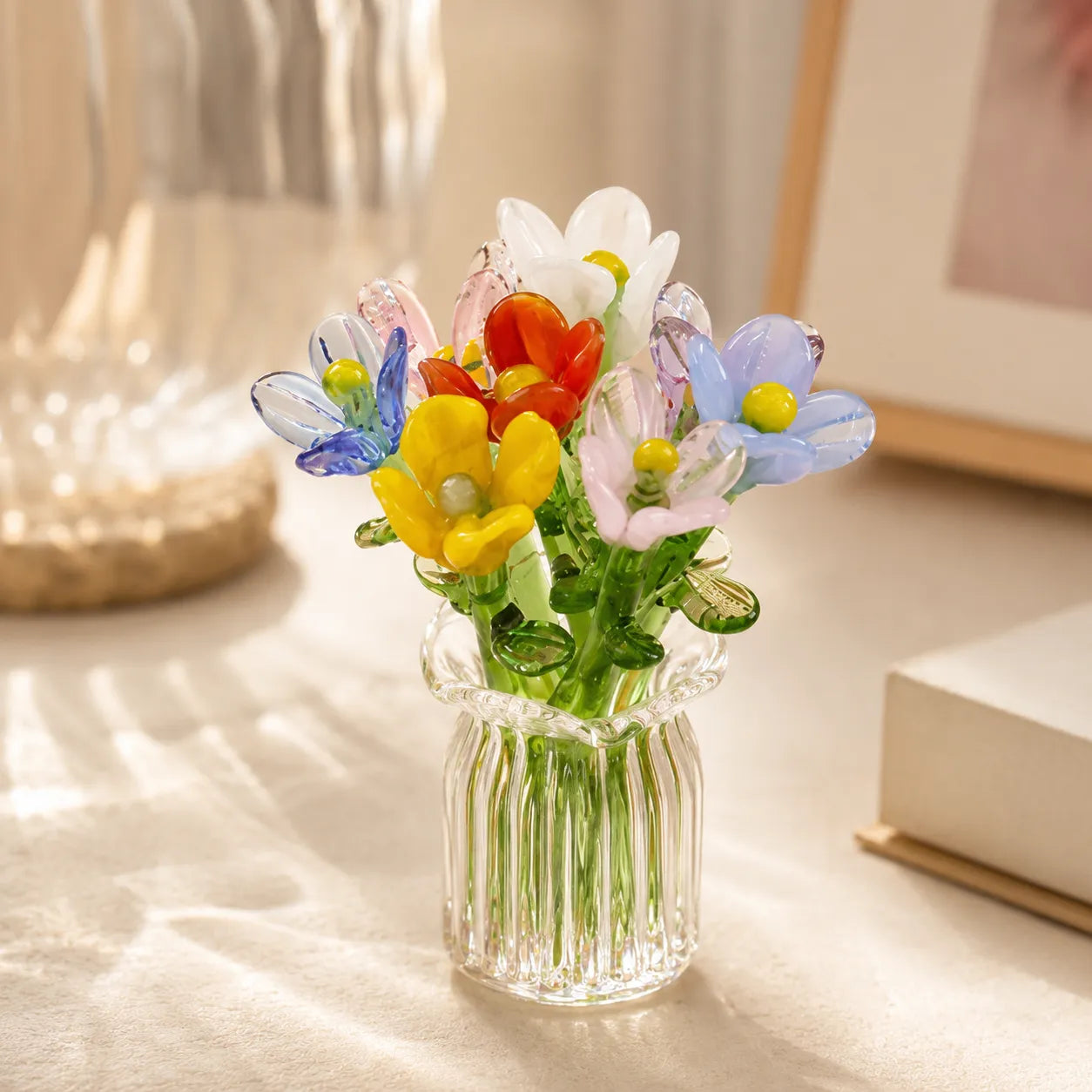 Conjunto de Flores de Vidro em Miniatura Floria