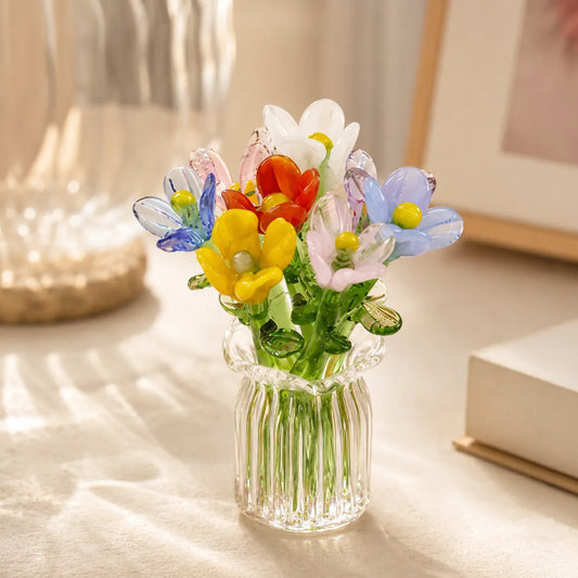 Conjunto de Flores de Vidro em Miniatura Floria