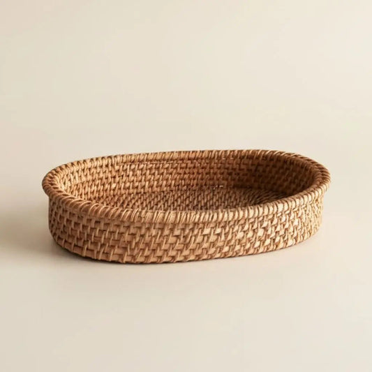 Cesto Oval de Fibra Natural Trançado à Mão Akito