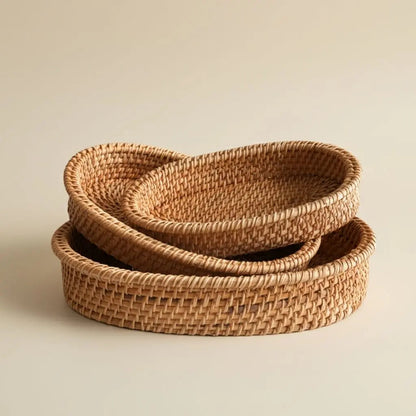 Cesto Oval de Fibra Natural Trançado à Mão Akito