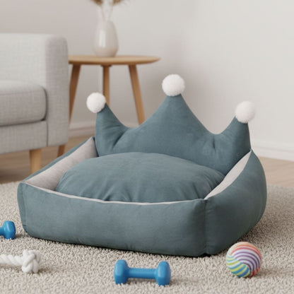 Cama para Cachorro com Coroa e Almofada de Pelúcia Leo