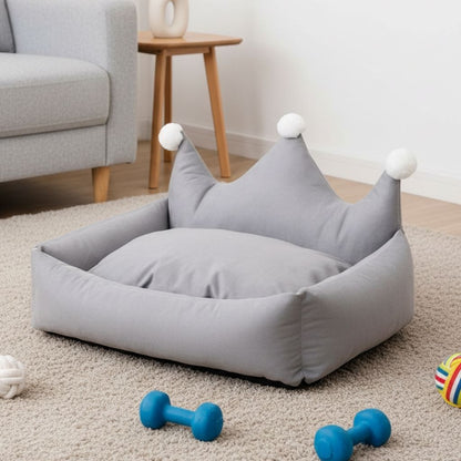 Cama para Cachorro com Coroa e Almofada de Pelúcia Leo