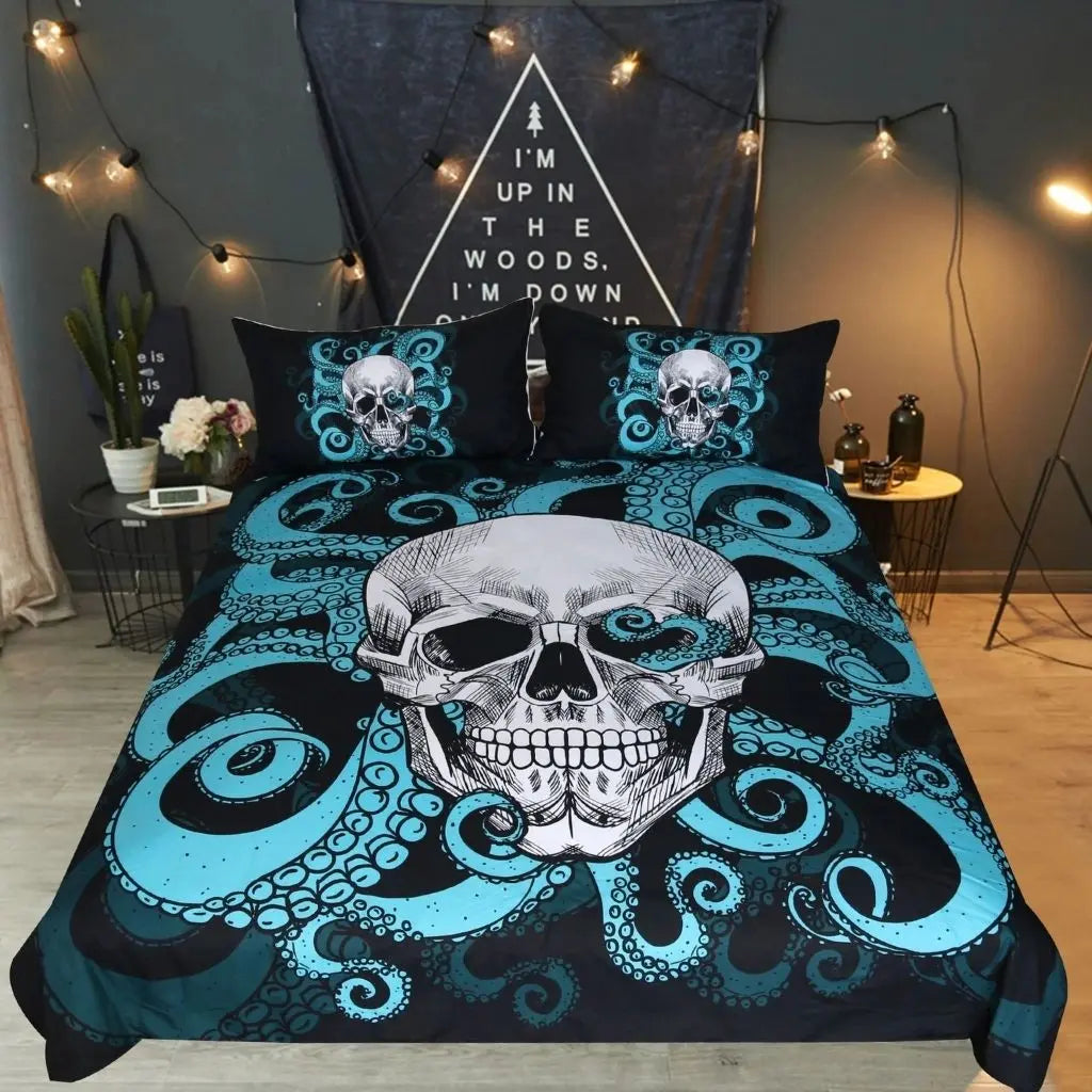 Jogo de Cama Jaxon com Colcha Estampa 3 Caveiras