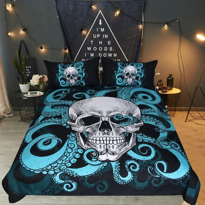 Jogo de Cama Jaxon com Colcha Estampa 3 Caveiras
