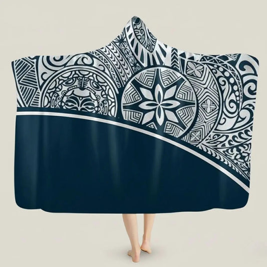Manta Ayla Boho de Tartaruga com Capuz de Flanela