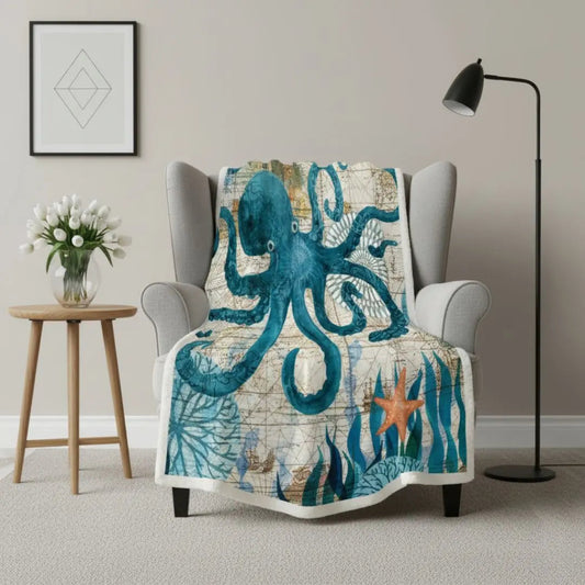 Manta Luca Estampa Oceano Coral de Fleece