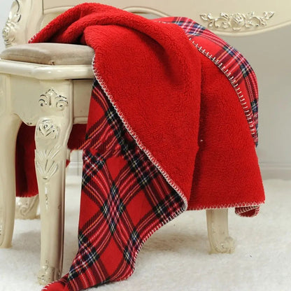 Manta Nora Vermelho Xadrez de Flanela de Fleece