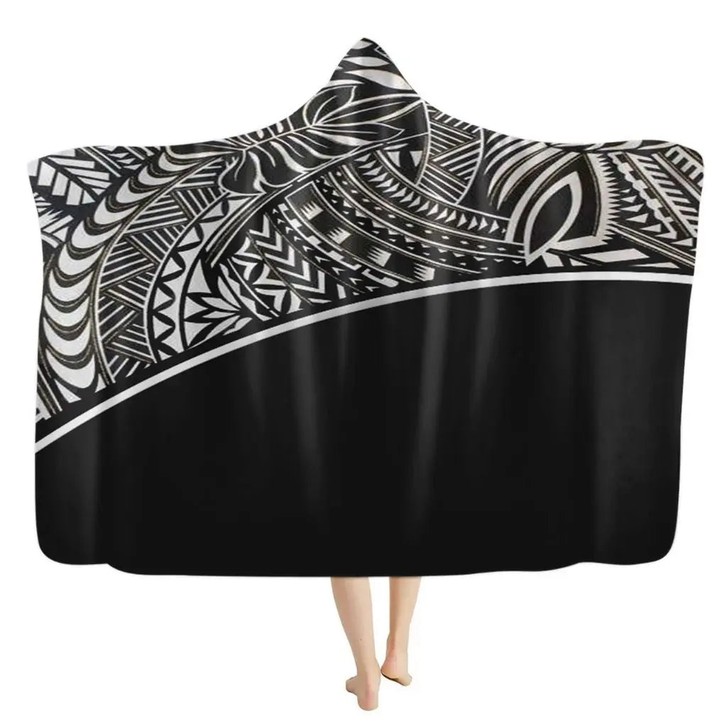 Manta Ayla Boho de Tartaruga com Capuz de Flanela