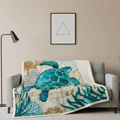 Manta Luca Estampa Oceano Coral de Fleece