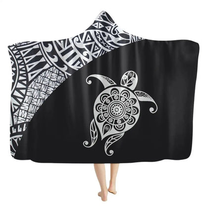Manta Ayla Boho de Tartaruga com Capuz de Flanela