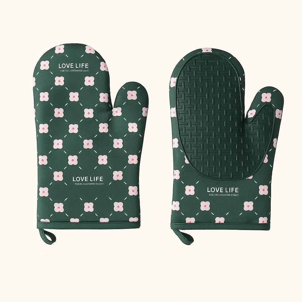 Luvas de Forno Hannah – Luvas de Algodão e Silicone Resistentes ao Calor