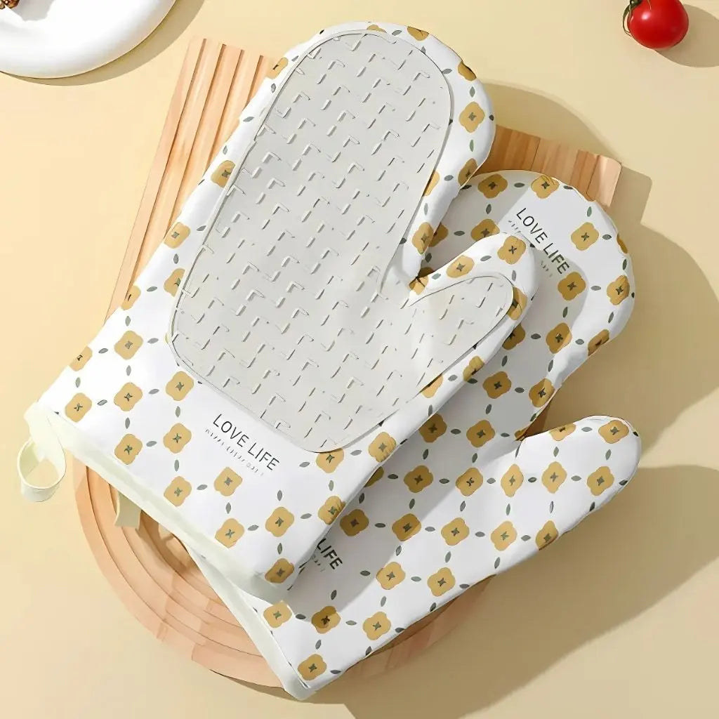 Luvas de Forno Hannah – Luvas de Algodão e Silicone Resistentes ao Calor