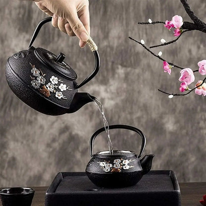 Bule Floral em Ferro Fundido Kyoto Japonês