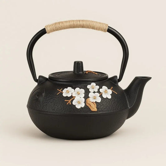 Bule Floral em Ferro Fundido Kyoto Japonês