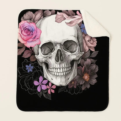 Manta Ronan Caveira Floral de Veludo