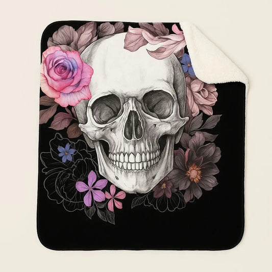 Manta Ronan Caveira Floral de Veludo