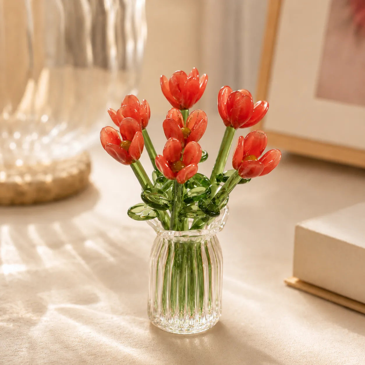 Conjunto de Flores de Vidro em Miniatura Floria