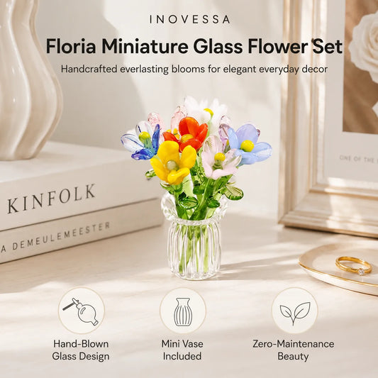 Conjunto de Flores de Vidro em Miniatura Floria