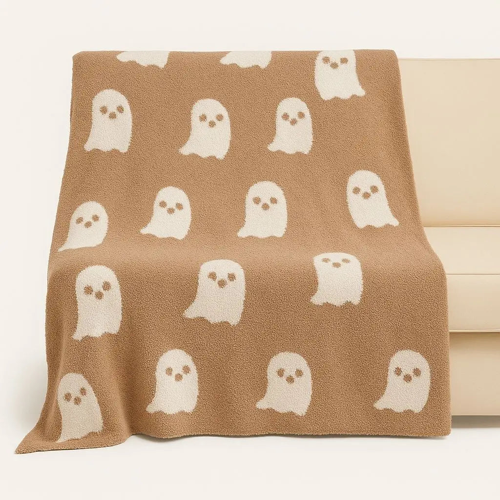 Manta Hailey Fantasma em Tricô Halloween