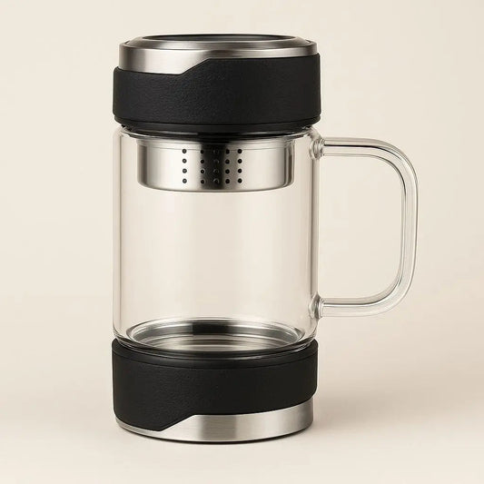 Caneca de Vidro para Chá Dylan – Caneca Térmica com Alça e Infusor