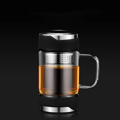 Caneca de Vidro para Chá Dylan – Caneca Térmica com Alça e Infusor