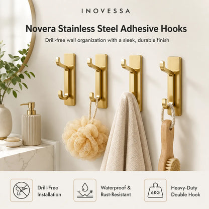 Ganchos Adesivos Novera de Aço Inoxidável