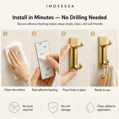 Ganchos Adesivos Novera de Aço Inoxidável