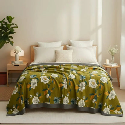 Colcha Camellia Floral de Algodão