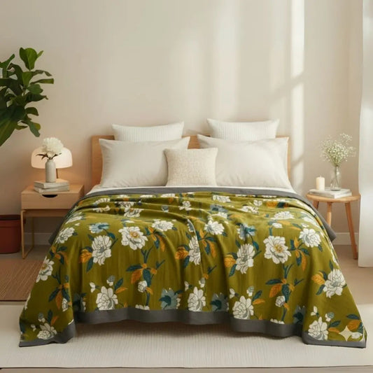 Colcha Camellia Floral de Algodão
