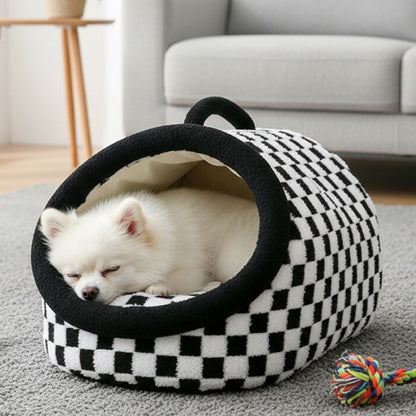 Cama Semifechada Xadrez para Pet Arlo