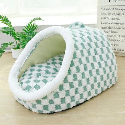 Cama Semifechada Xadrez para Pet Arlo