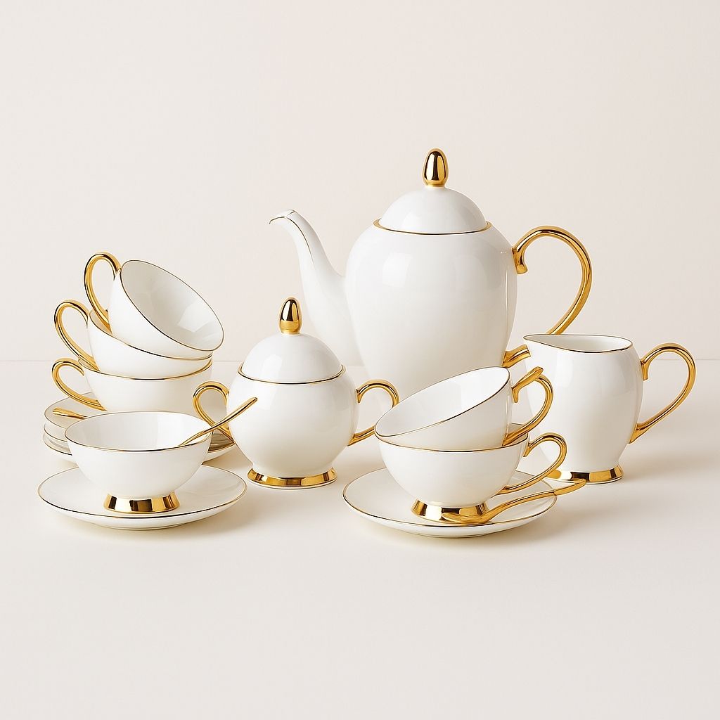 Conjunto de Chá e Café em Bone China Aurora