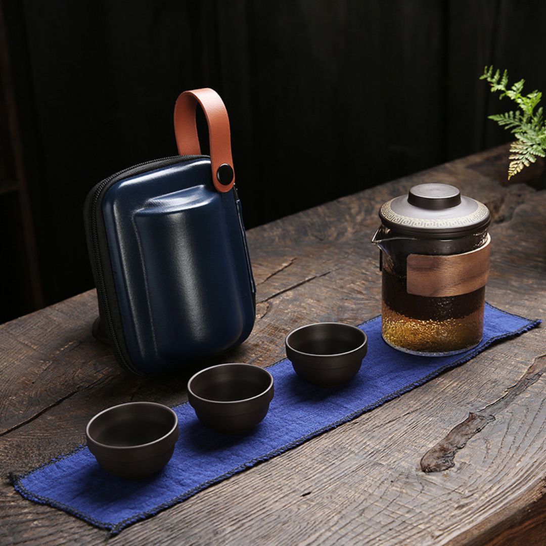 Conjunto de Chá de Viagem em Argila Roxa Kung Fu