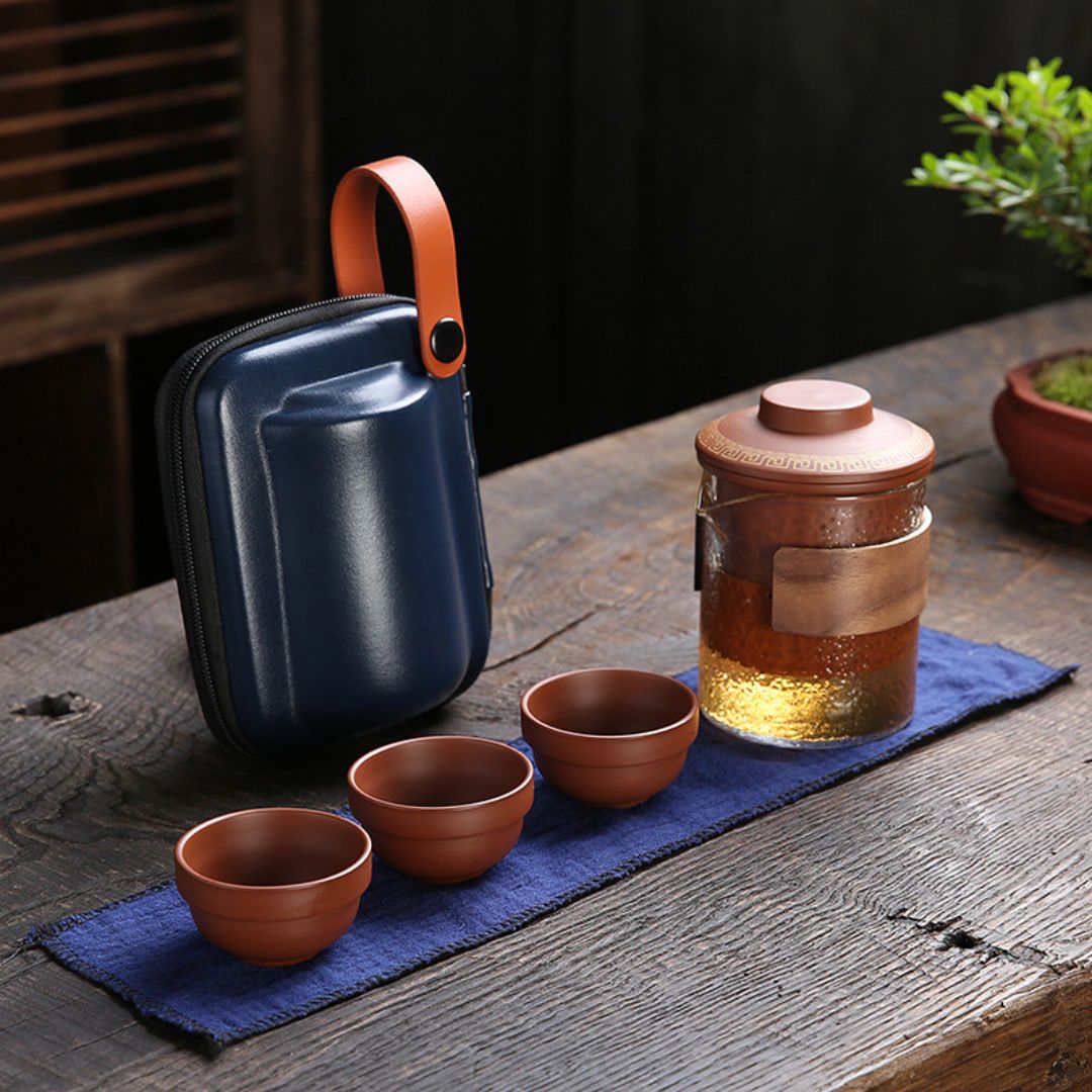 Conjunto de Chá de Viagem em Argila Roxa Kung Fu