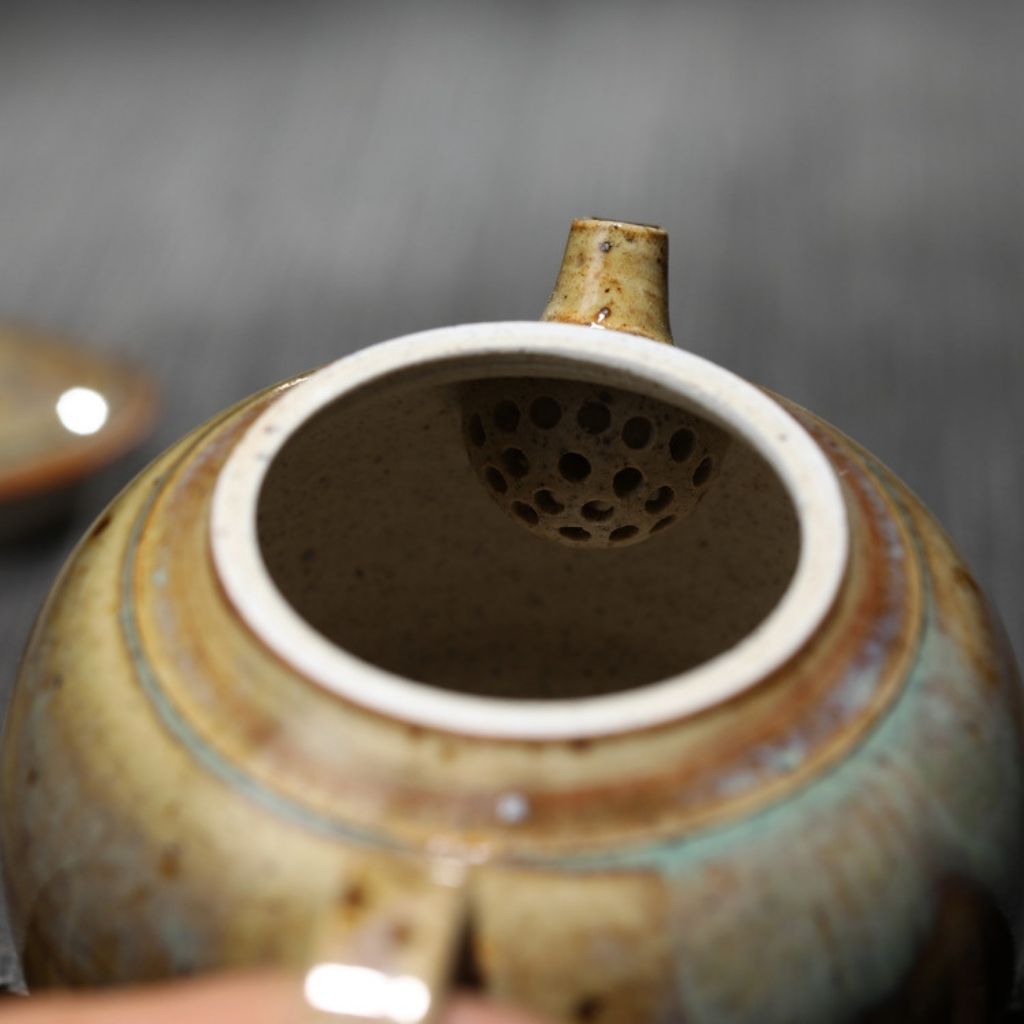 Bule Jingdezhen Artesanal Exclusivo com Acabamento Vitrificado de Cerâmica