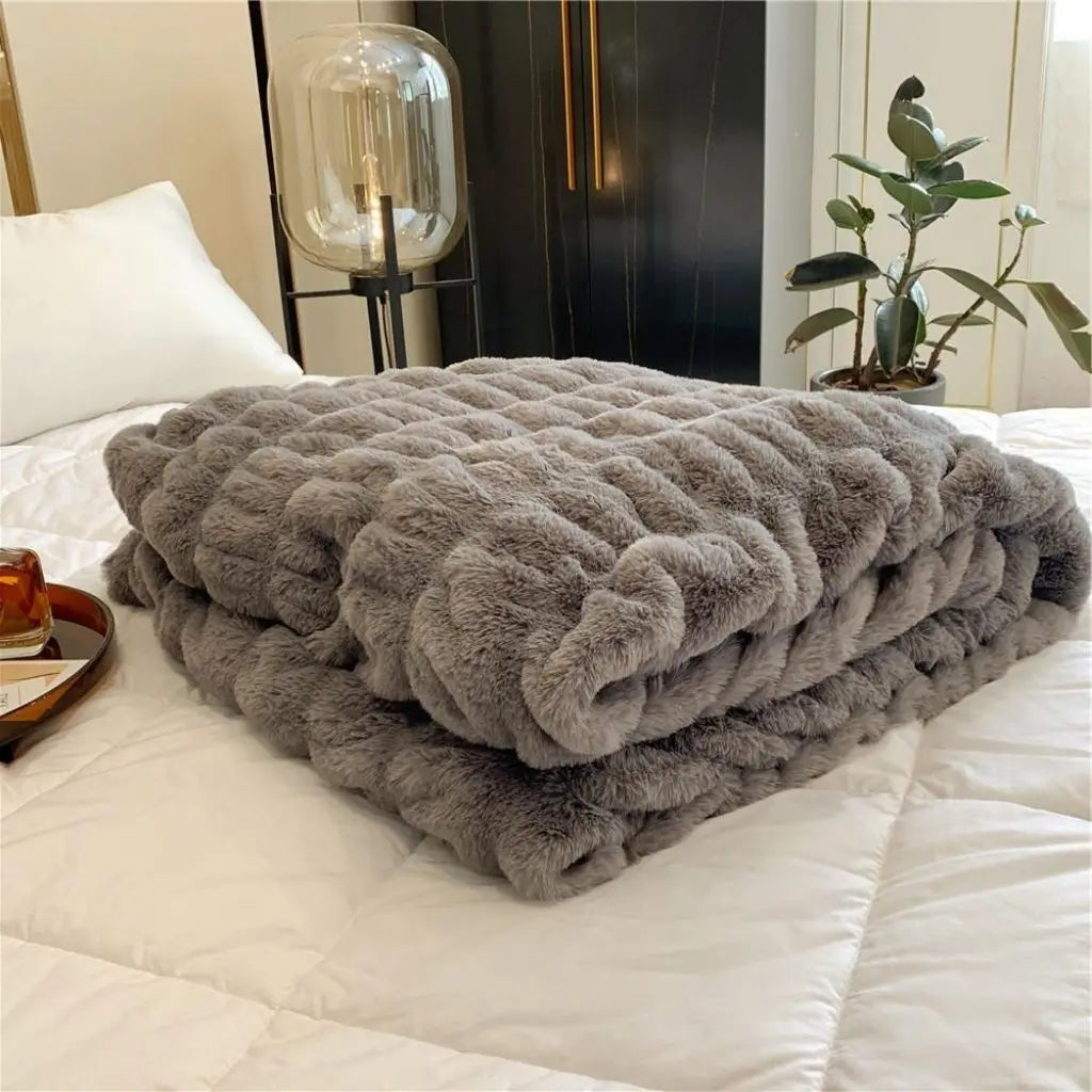 Manta Lena Bolha de Pelúcia de Fleece – Macio Suave para a Pele