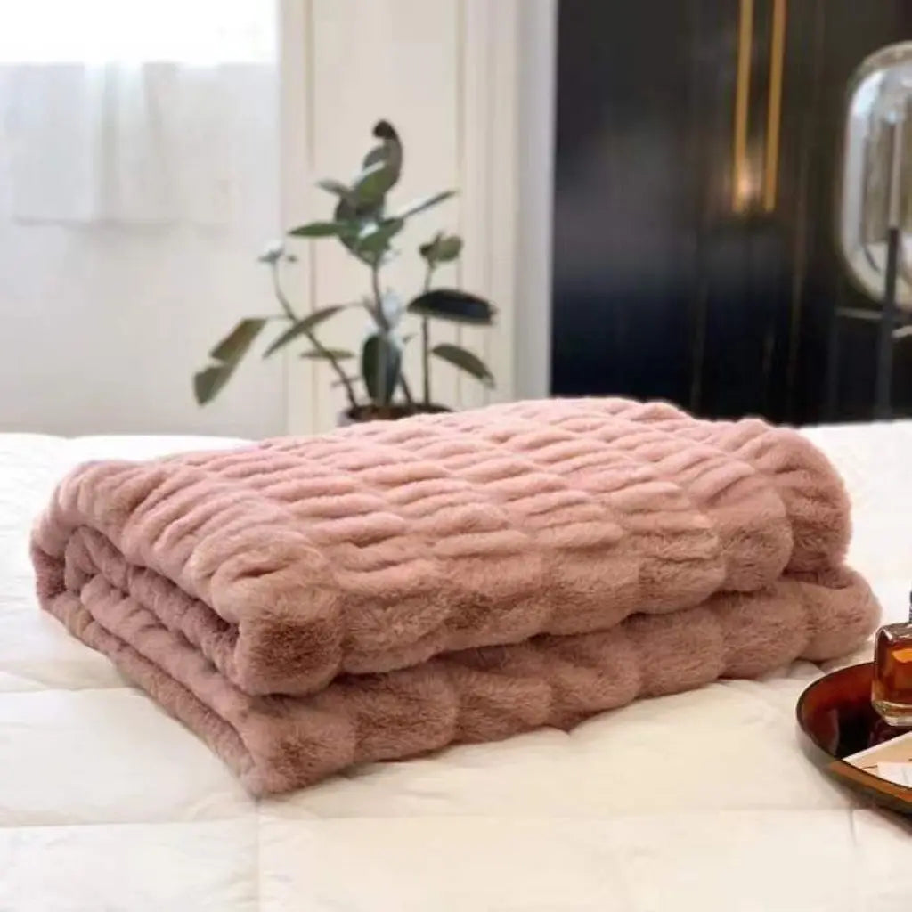 Manta Lena Bolha de Pelúcia de Fleece – Macio Suave para a Pele