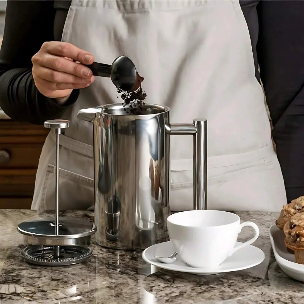 Cafeteira French Press Logan de Aço Inoxidável – Cafeteira Parede Dupla