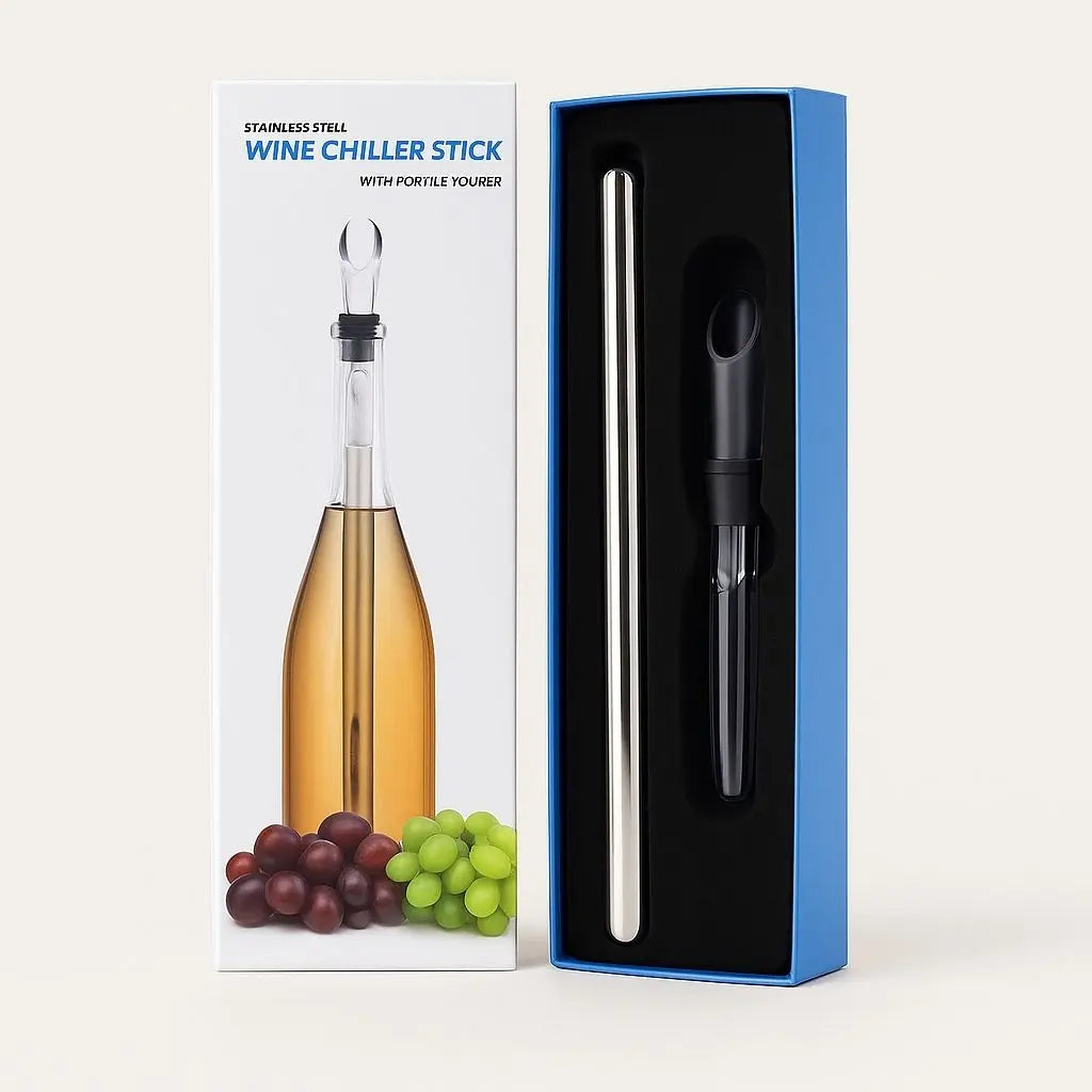 Kit Resfriador de Vinho Elias – Bastão Resfriador com Bico e Tampa de Aço Inoxidável