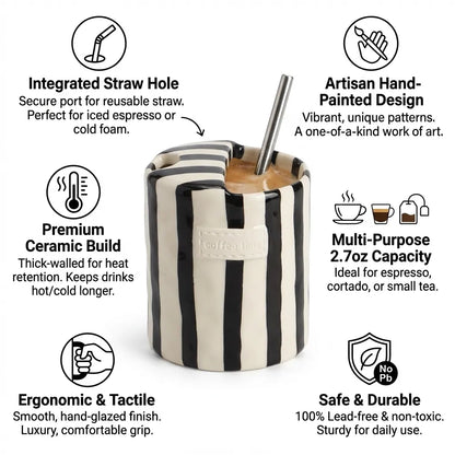 Caneca de Cerâmica Listrada Retrô